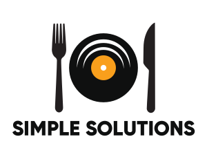 Vinyl Fork Knife Dining logo design