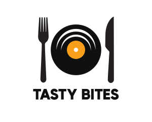 Lunch - Vinyl Fork Knife Dining logo design