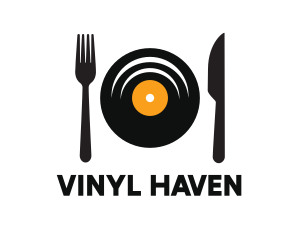Vinyl - Vinyl Fork Knife Dining logo design