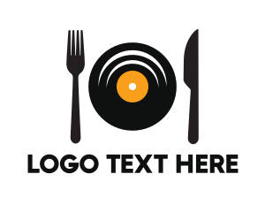 Dj - Vinyl Fork Knife Dining logo design