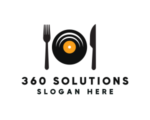 Vinyl Fork Knife Dining logo design