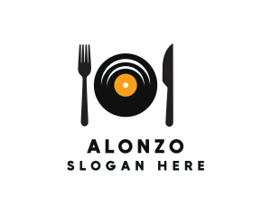 Vinyl Fork Knife Dining logo design