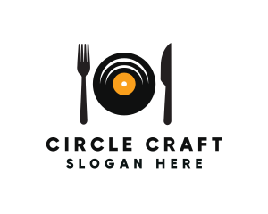 Vinyl Fork Knife Dining logo design