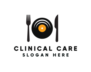 Vinyl Fork Knife Dining logo design