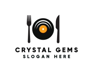 Vinyl Fork Knife Dining logo design