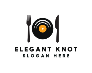 Vinyl Fork Knife Dining logo design