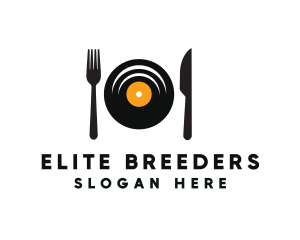 Vinyl Fork Knife Dining logo design