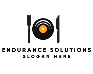 Vinyl Fork Knife Dining logo design