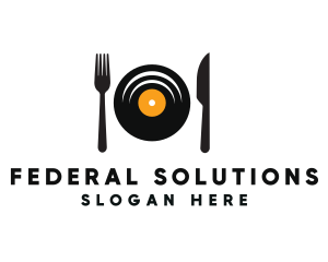 Vinyl Fork Knife Dining logo design