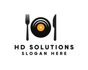 Vinyl Fork Knife Dining logo design