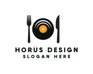 Vinyl Fork Knife Dining logo design