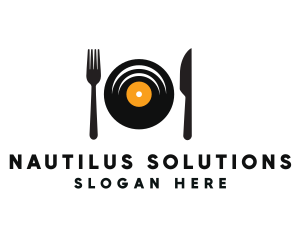 Vinyl Fork Knife Dining logo design