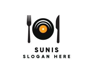 Vinyl Fork Knife Dining logo design