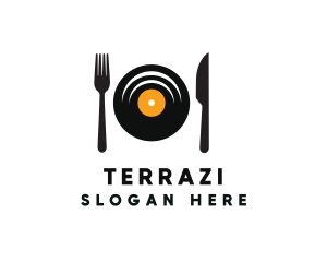 Vinyl Fork Knife Dining logo design