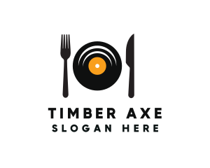 Vinyl Fork Knife Dining logo design