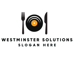 Vinyl Fork Knife Dining logo design