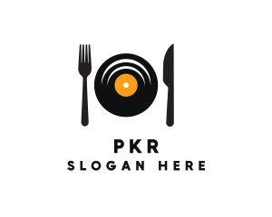 Vinyl Fork Knife Dining logo design