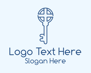 Lock - Blue Cross Key logo design