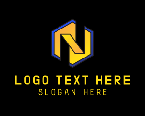 Hexagon - Cyber Security Letter N logo design