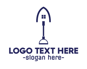 Land Developer - Blue Shovel House logo design