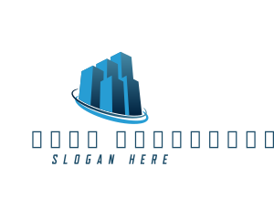 Blue Building Tower Orbit Logo