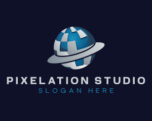 Pixel Digital Globe logo design