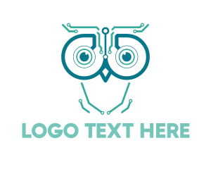 Geek - Circuits & Owl logo design