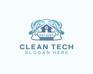Sanitizing - House Power Washing Disinfection logo design