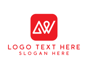Dating Chat - Red App Letter AW logo design