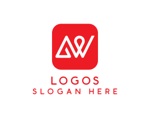 Mobile Application - Red App Letter AW logo design