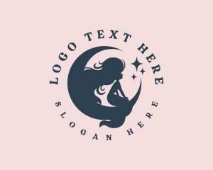 Mermaid Tail - Fantasy Mermaid Moon logo design