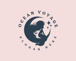 Fantasy Mermaid Moon logo design