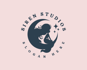 Siren - Fantasy Mermaid Moon logo design