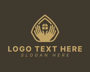 Gold - House Window Hands logo design