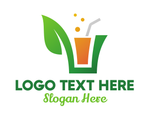 Milkshake - Green Leaf Juice logo design