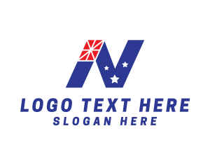 Uk Flag - Patriotic Letter N logo design