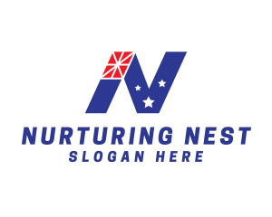 Patriotic Letter N  logo design