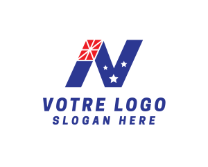National Flag - Patriotic Letter N logo design