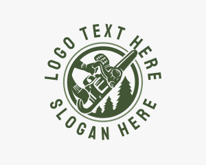 Rustic - Chainsaw Pine Tree Logging logo design