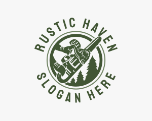 Chainsaw Pine Tree Logging logo design