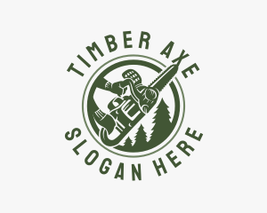 Chainsaw Pine Tree Logging logo design