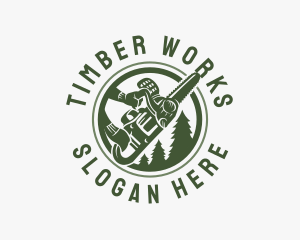 Chainsaw Pine Tree Logging logo design