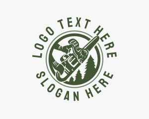 Forestry - Chainsaw Pine Tree Logging logo design