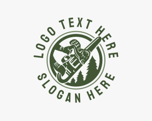 Chainsaw Pine Tree Logging Logo