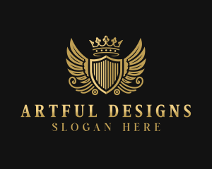 Royalty Shield Wings logo design