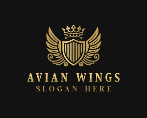 Royalty Shield Wings logo design