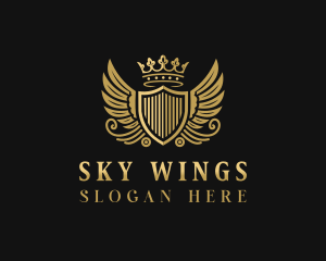 Royalty Shield Wings logo design