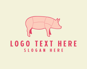 Farm Animal - Pig Butcher Meat logo design