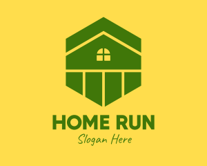 Green Hexagon Home logo design