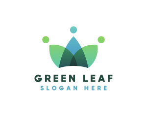 People Crown Leaf logo design